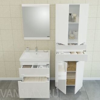 Комплект мебели для ванной комнаты Лондон 70 см Санта подвесной