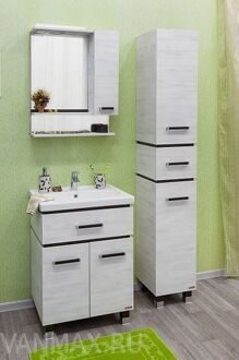 Комплект мебели для ванной Эколайн 55 см бордовая полоса Санта