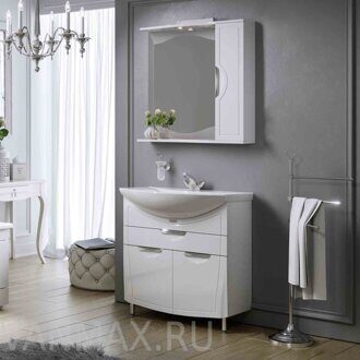 Комплекты мебели для ванной "Акварель 60" НОРТА белый/салатовый металлик