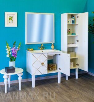 Комплект мебели для ванной комнаты Омега 100 см Санта подвесной белый